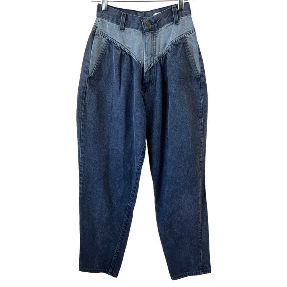 Vintage 80s tapered colorblock high waist jeans